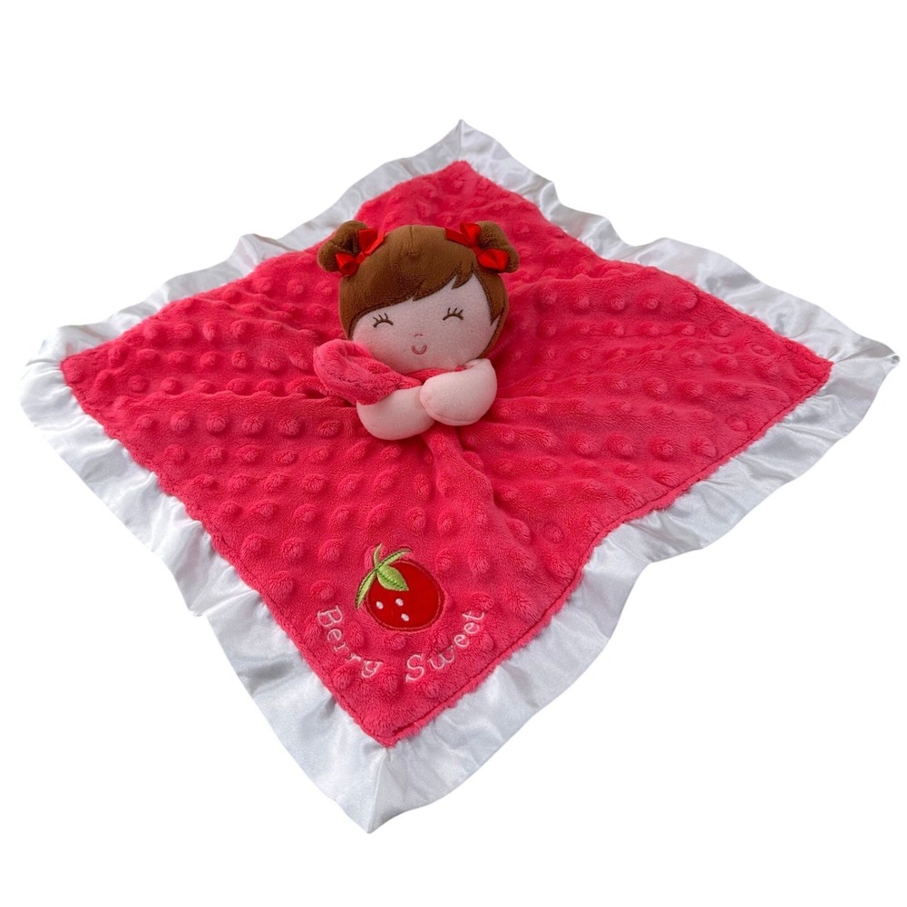 Baby Starters Berry Sweet Doll Security Blanket Pink Minky Dot Satin‎ Lovey Soft